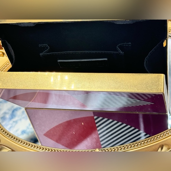 🆕 LULU GUINNESS 🧿 NWOT Olivia Multi 50:50 Stripe Lip Box Clutch Bag *FLAWED* - Picture 14 of 16
